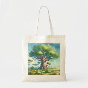 Baobab Träd & Quote Tote Bag Tygkasse