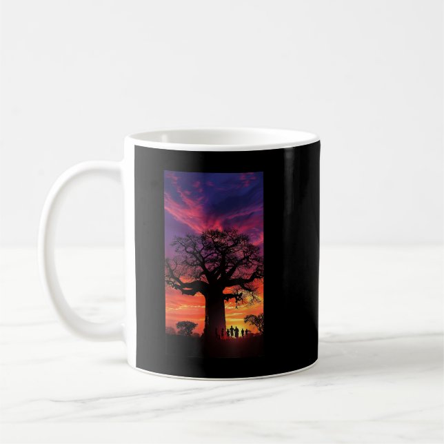 Baobab Träd Sunset Träd Natature Outdoor Dusk Kaffemugg (Vänster)