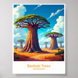 Baobabträd Landskaps Konst från Madagaskar Poster