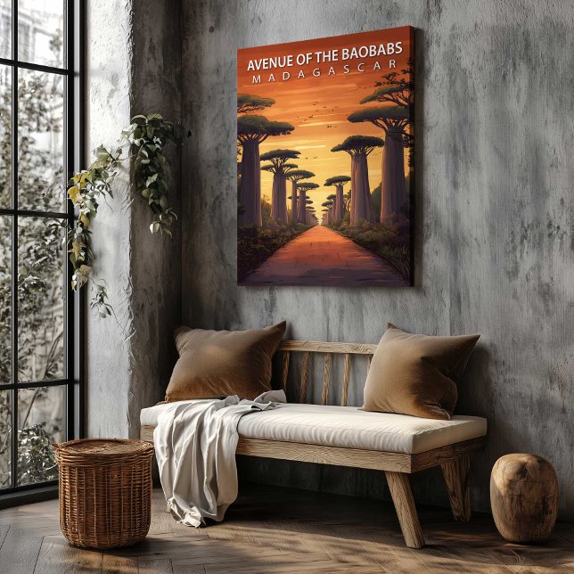 Baobavernas allé Madagaskar Canvas Väggkonst (Avenue of the Baobabs Madagascar Canvas Wall Art by TinkPrints.)