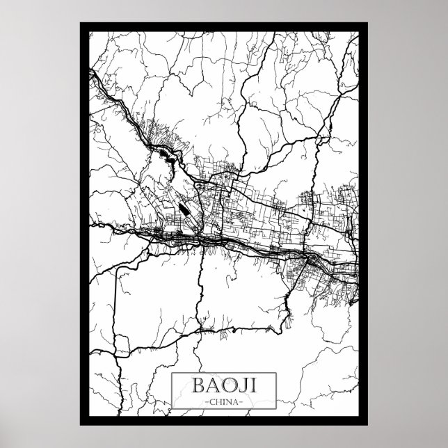 Baoji Kina Stadskarta Poster (Framsidan)