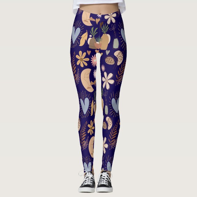 BAPAA1 - Boho estetiskt mönster A12.DPurple BG Leggings (Framsida)