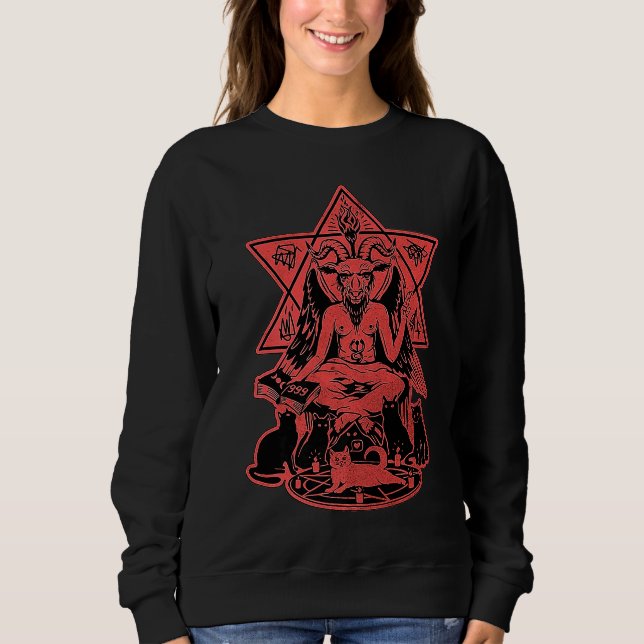 Baphomet är min egen satansjuka, svarta kattor t shirt (Framsida)