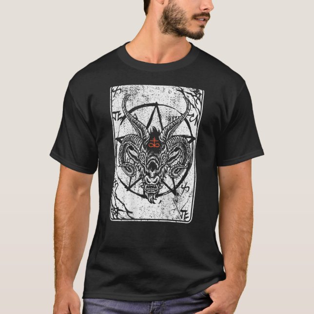 Baphomet baktryck Satan Antikrist Luzifer 666 Ba T Shirt (Framsida)