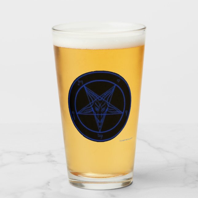 Baphomet Black och Blue Glass Glaskopp (Framsida fylld)