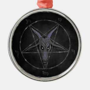 Baphomet Black och Grått Premium Round Ornament