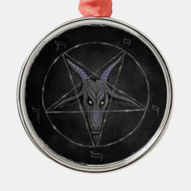 Baphomet Black och Grått Premium Round Ornament (Framsidan)