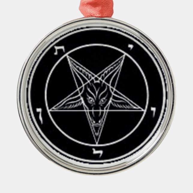 Baphomet Black och White Premium Round Ornament (Framsidan)