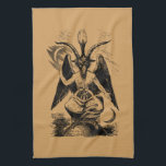 Baphomet - black print kökshandduk<br><div class="desc">Baphomet – black print. Repro-Version by Bela Manson. Original by Éliphas Lévi,   19. Century.</div>