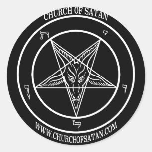 Baphomet Church of Satan namn & URL Runt Klistermärke