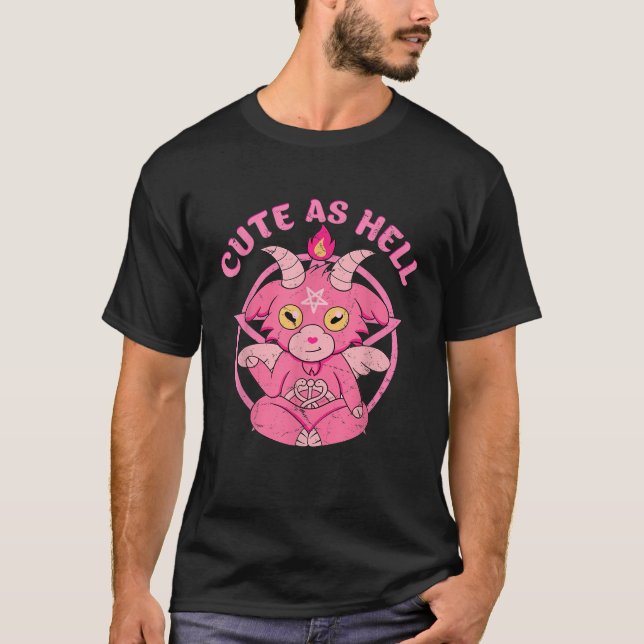 Baphomet Cute as helvetes esoteric Cute Satanic Go T Shirt (Framsida)
