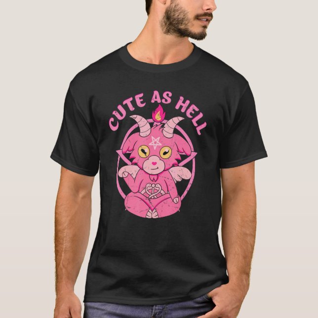 Baphomet Cute as helvetes esoteric Cute Satanic Go T Shirt (Framsida)