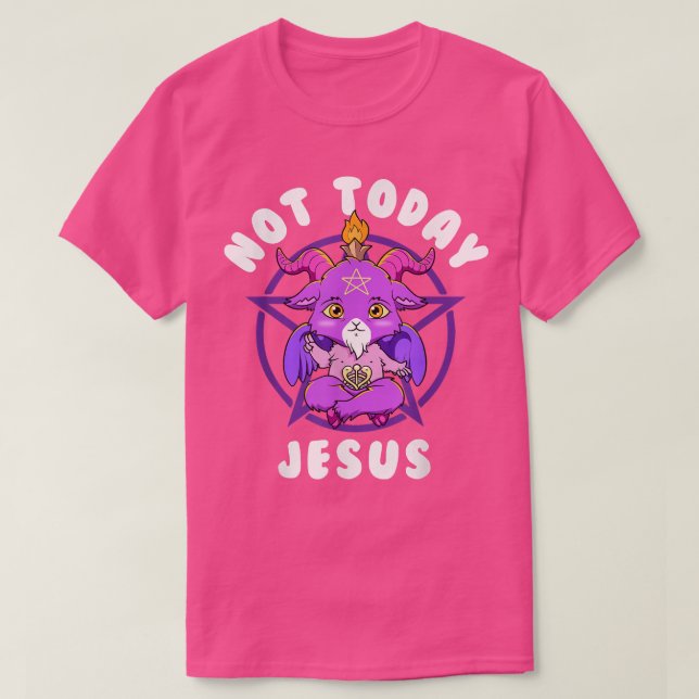 Baphomet ej i dag Jesus Esoteric Cute Satanic Goa T Shirt (Design framsida)