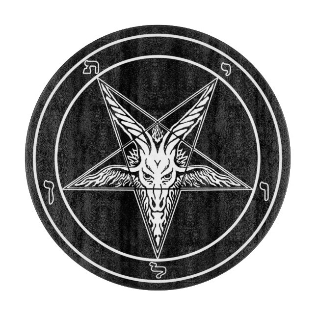 Baphomet gammal Glass skärbräda 12", (Framsidan)