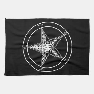 Baphomet gammal stil 16x24 på bomullsTwill Kökshandduk