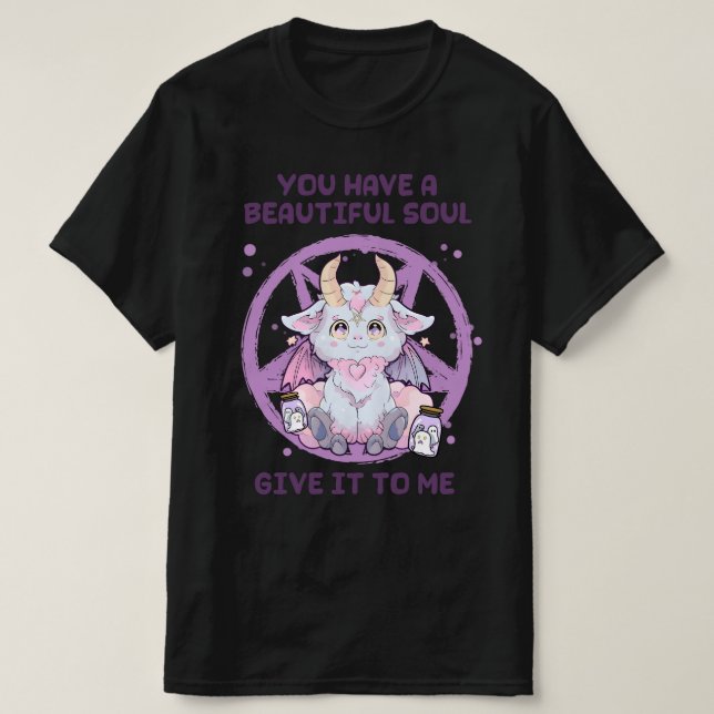 Baphomet Ge mig din söl Kawaii T Shirt (Design framsida)