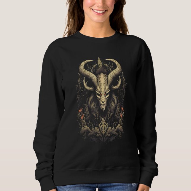 Baphomet Goat Head Satanic Witchcraft Occult Graph T Shirt (Framsida)