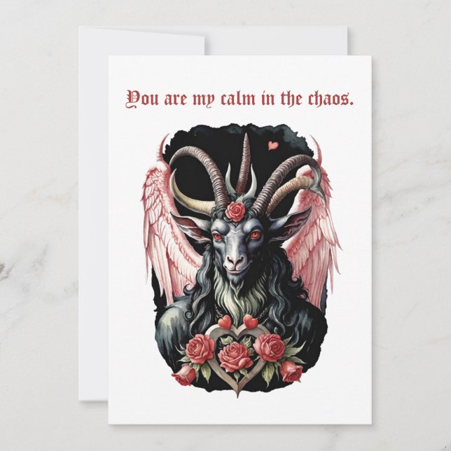 Baphomet gotisk Alla hjärtans dag Gitarrkaos Julkort (Framsida)
