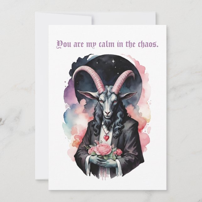 Baphomet gotisk Alla hjärtans dag Gitarrkaos Julkort (Framsida)