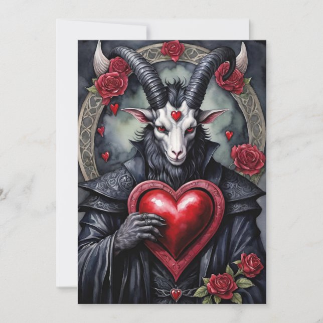 Baphomet gotisk Alla hjärtans dag kärlek Julkort (Framsida)