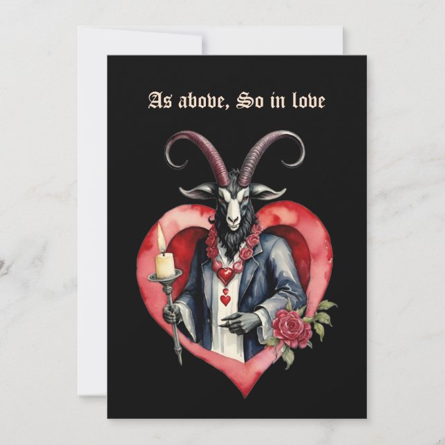 Baphomet gotisk Alla hjärtans dag Så ovan Julkort (Framsida)