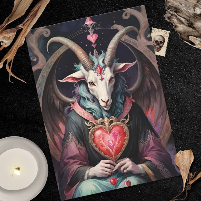 Baphomet Gotisk Alla Hjärtans Dag Varje Rike Julkort (Baphomet Gothic Valentine's Day Every Realm Holiday Card)