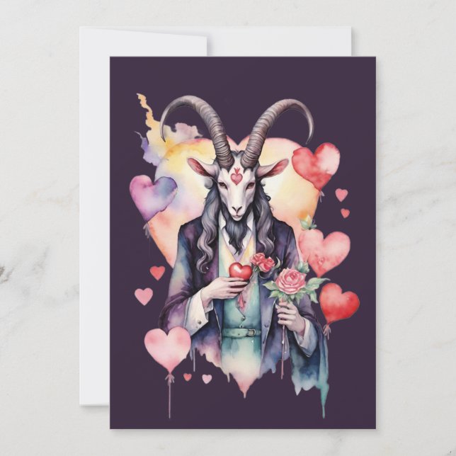 Baphomet gotiskt Alla hjärtans dag-kärlek Julkort (Framsida)