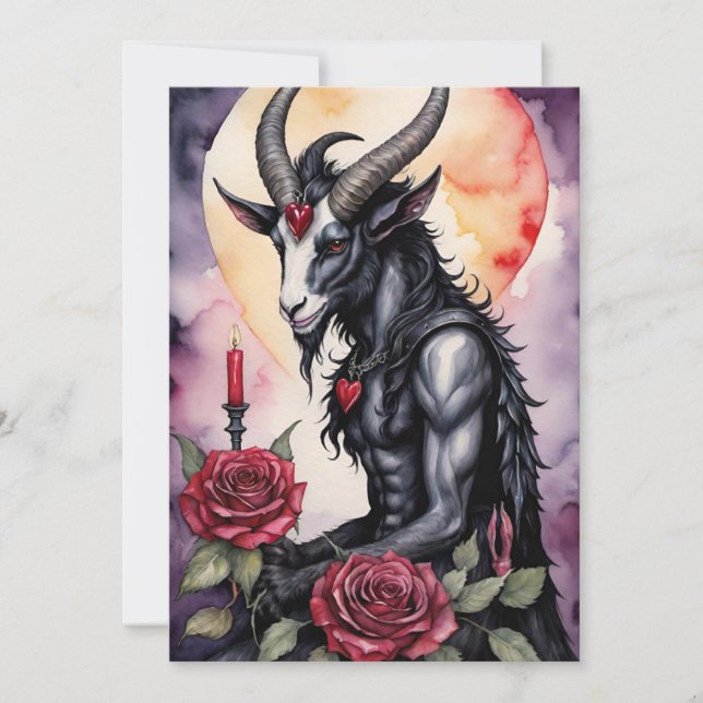 Baphomet gotiskt Alla hjärtans dag-kärlek Julkort (Framsida)