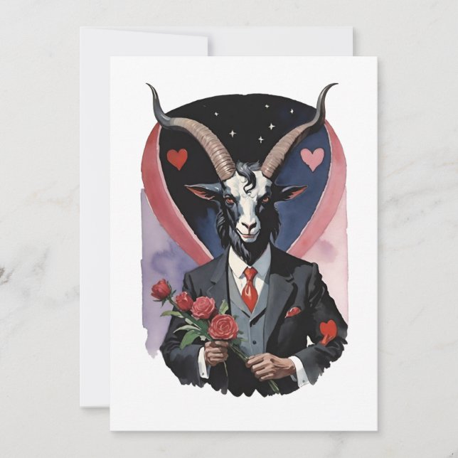 Baphomet gotiskt Alla hjärtans dag-kärlek Julkort (Framsida)