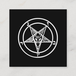 Baphomet Inverterad Pentagram Goat Satanic Logotyp Fyrkantigt Visitkort