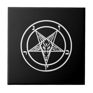Baphomet Inverterad Pentagram Goat Satanic Logotyp Kakelplatta