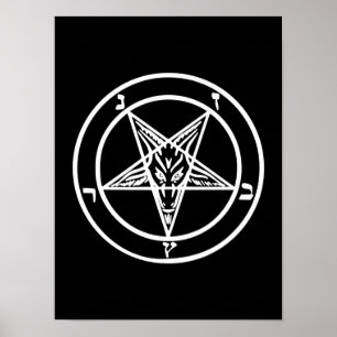 Baphomet Inverterad Pentagram Goat Satanic Logotyp Poster