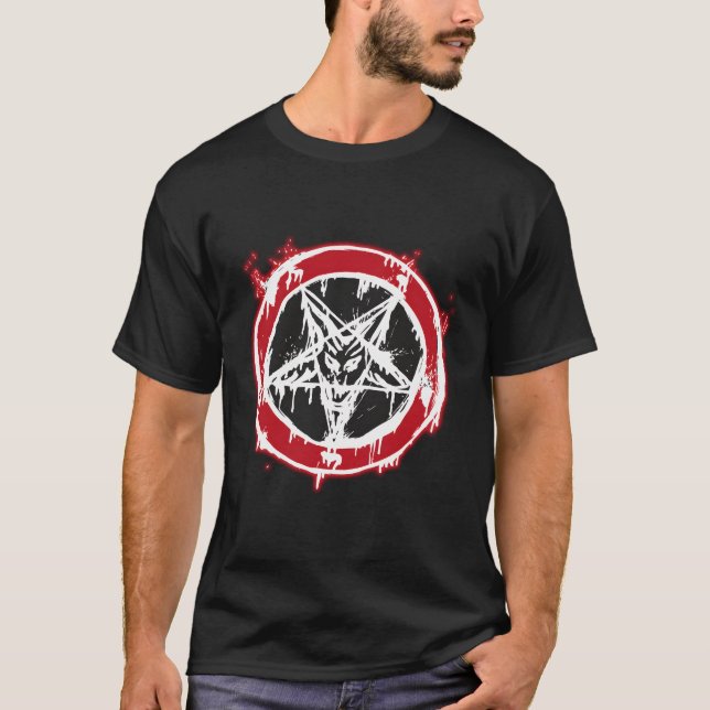 Baphomet Inverterad Pentagram T Shirt (Framsida)