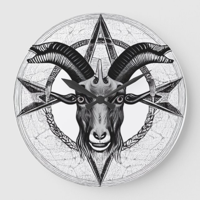 Baphomet, monokromt, huvudklocka stor klocka (Framsida)
