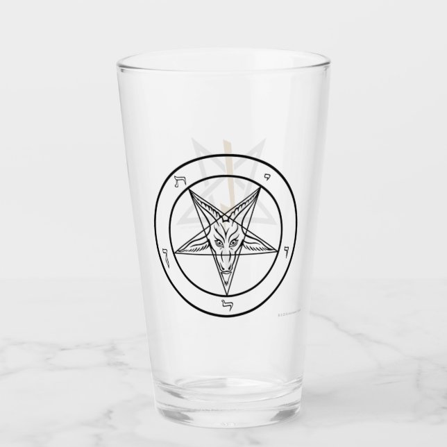 Baphomet och Anton LaVey Sigil Glass Glaskopp (Framsida)