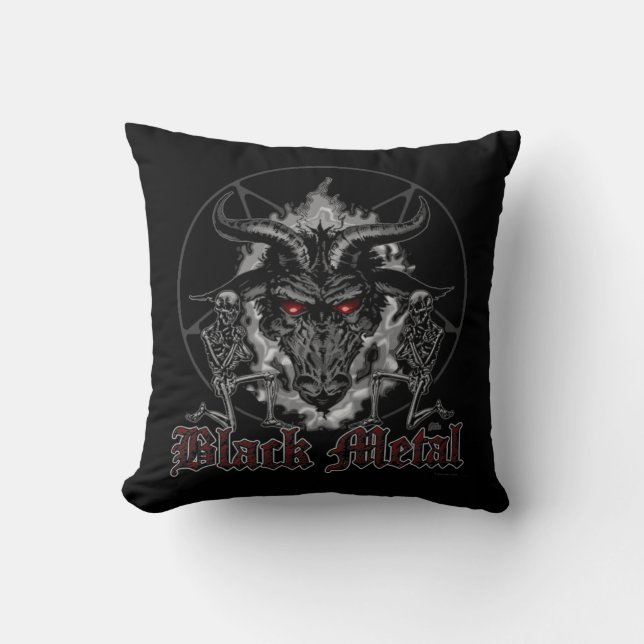 Baphomet Pentagram Black Metall Kudde (Framsida)