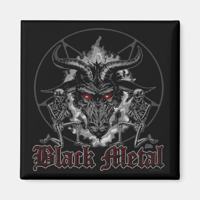 Baphomet Pentagram Black Metall Magnet (Framsidan)