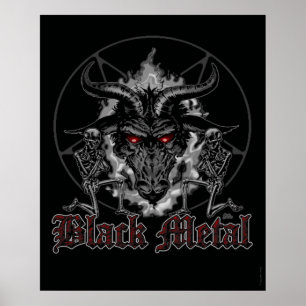 Baphomet Pentagram Black Metall Poster