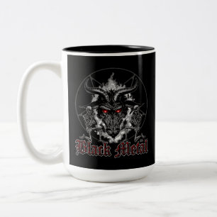 Baphomet Pentagram Black Metall Två-Tonad Mugg
