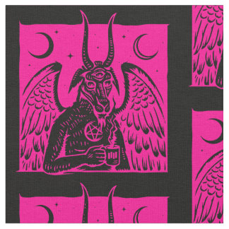 baphomet pentagram måne-kaffdemonen shock rosa tyg