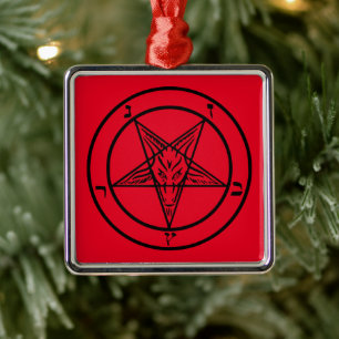 Baphomet Pentagram Satanic Julgransprydnad Metall