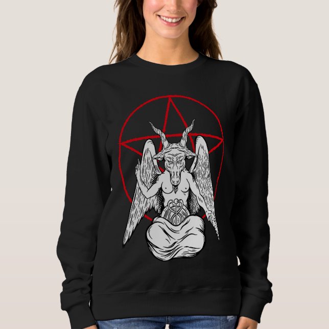 Baphomet Praying Demon  Satanic Lucifer Beelzebub T Shirt (Framsida)