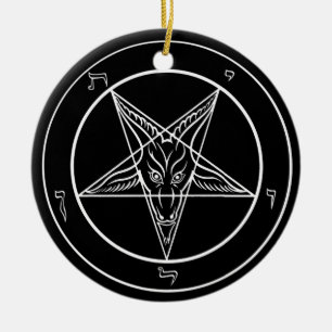 Baphomet prydnad som är keramisk julgransprydnad keramik