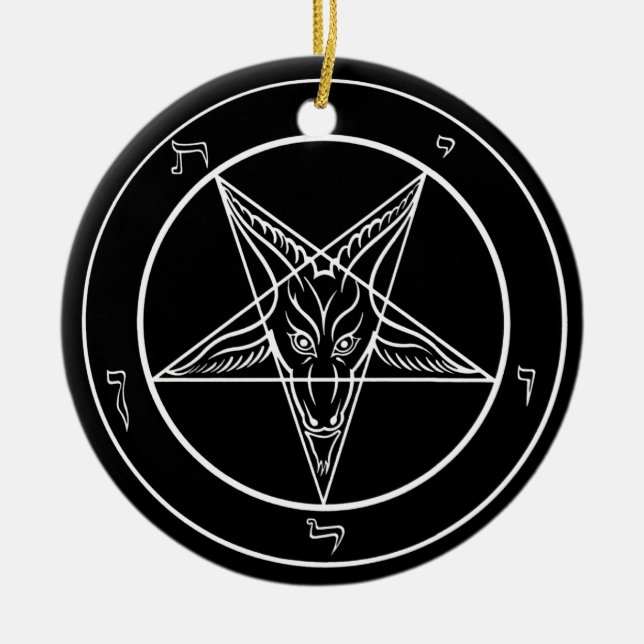 Baphomet prydnad som är keramisk julgransprydnad keramik (Framsidan)