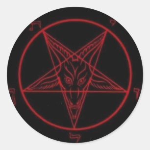 Baphomet Red Round-etikettuppsättning Runt Klistermärke
