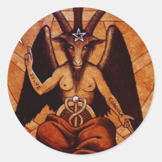 baphomet runt klistermärke