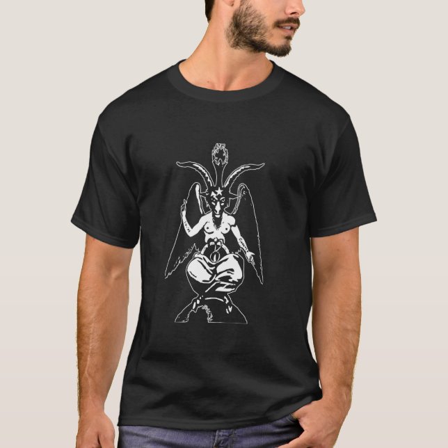 Baphomet - Satan Demon Pan Lucifer 666 Evil Djävul T Shirt (Framsida)