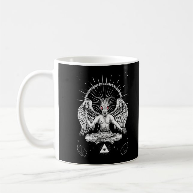 Baphomet Satanic Goat Vingar Djävulen Goth Kaffemugg (Vänster)