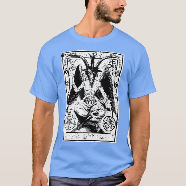 Baphomet Satanic Sigil Occult Goat Djävulen 666 T Shirt (Framsida)