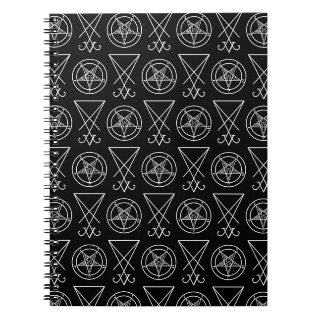 Baphomet & Sigil of Lucifer Spiral Photo Notebook Anteckningsbok (Framsidan)